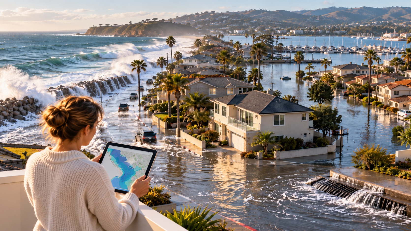 Coastal flooding illustration